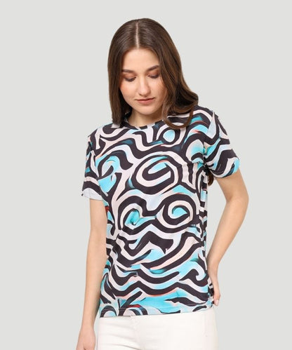 Women's Multicolor Graphic Print Half Sleeves Regular Fit T-Shirt