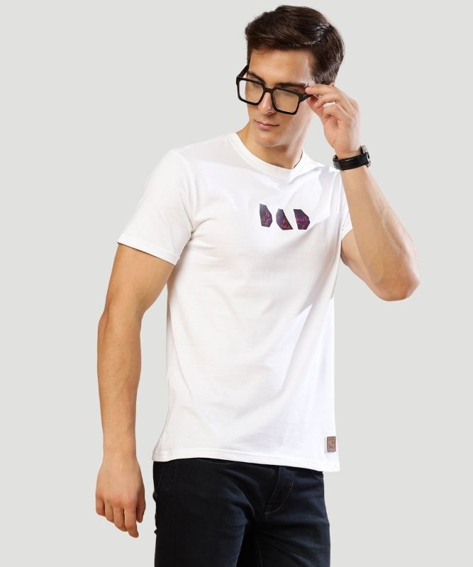 Men's White Solid Half Sleeves Regular Fit T-Shirt