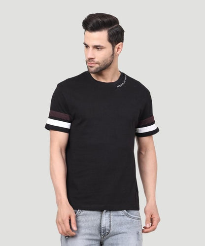 Men's Black Solid Half Sleeves Regular Fit T-Shirt