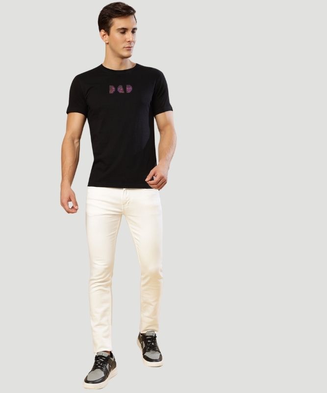 Men's Black Solid Half Sleeves Regular Fit T-Shirt